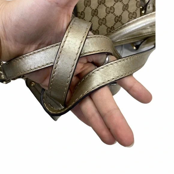 Authentic Gucci Crossbody bag GG canvas Beige handbag used good condition vint - Picture 6 of 14